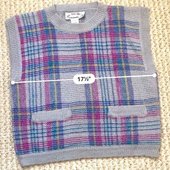 THE BAY CLUB | Vintage 90’s Plaid Knit Short Sleeve Pullover Sweater Large - Picture 16 of 16